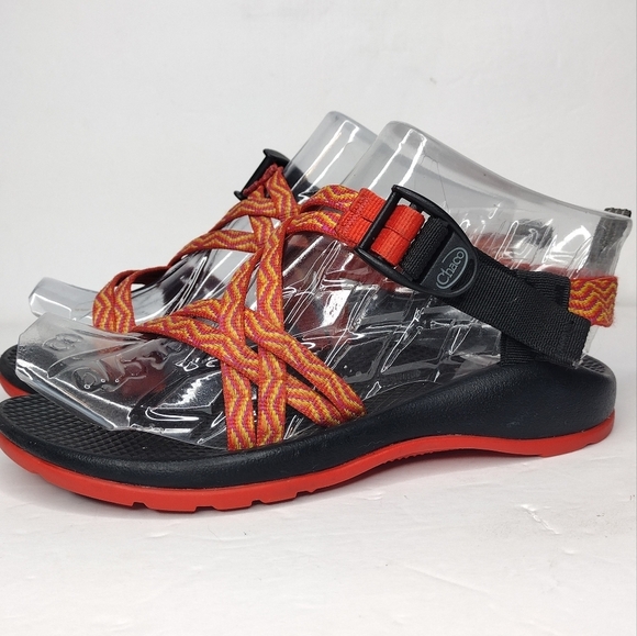 Chaco Rainbow Orange Slip On Strap Up Kids Sandals - Picture 7 of 14